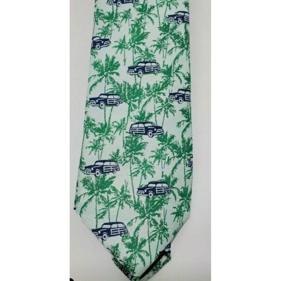 MEN’S Goodfellow & Co Mint Green Palm Tree & Paradise Car Print Necktie Tie - Picture 2 of 7